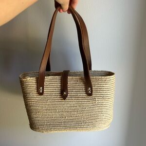 Emerson Fry India Collection Woven Everyday Tote Natural with Leather Straps